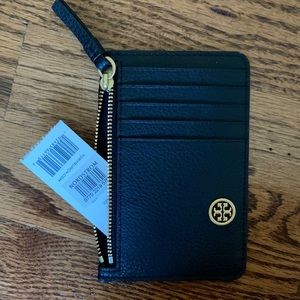 Black Tory Burch Card Case with Zipper